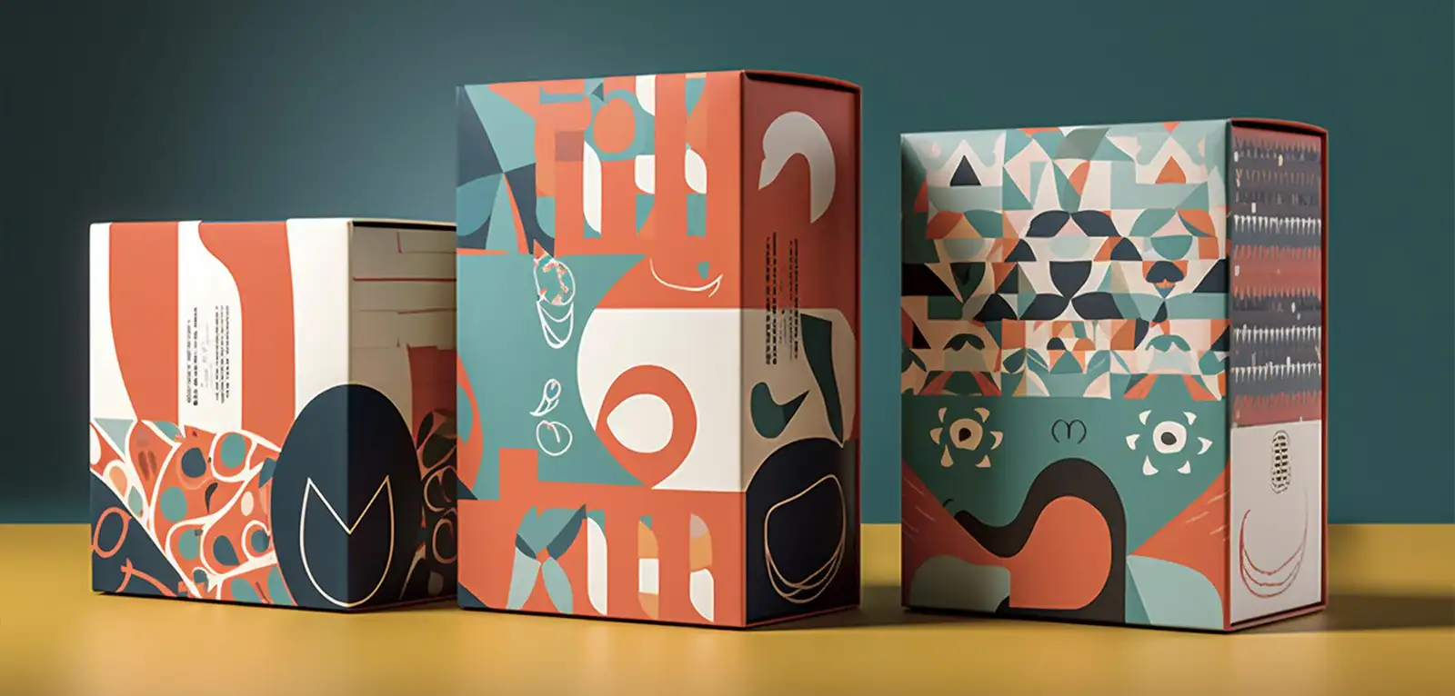Three colorful, creative boxes