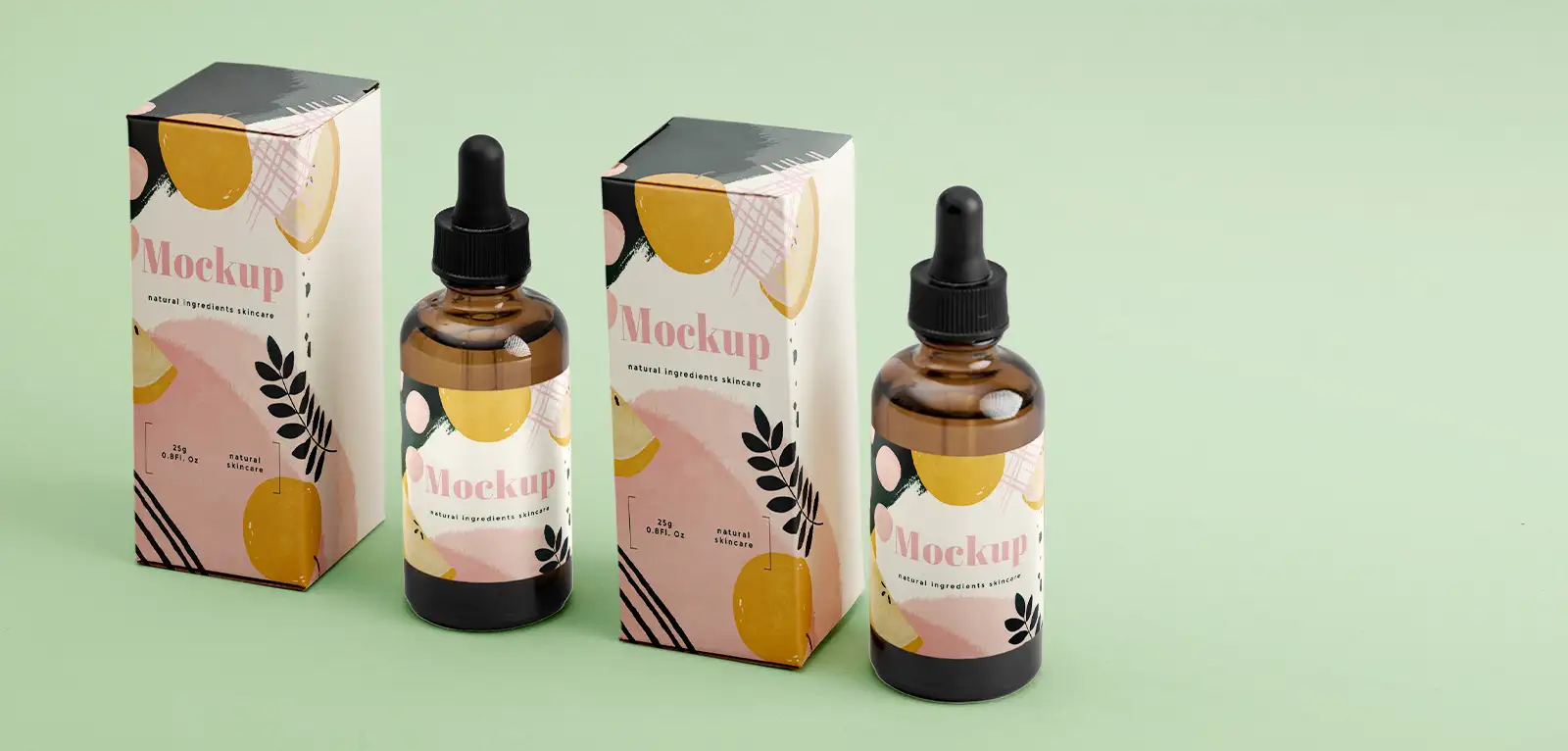 A skincare product with clever, colorful packaging of pink, yellow, and black elements